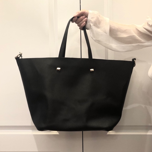 NWT Monserat de Luca Large Black Saffiano Tote Satchel bag - Picture 2 of 5